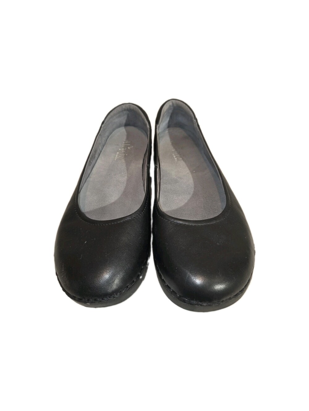 Alegria Sz 10.5 Black Leather Ballet Flat Slip On Comfort